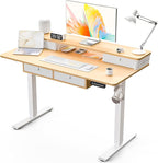 Kingant 48 x 24 Inch Electric Standing Desk with 4 Drawers, Height Adjustable Sit to Stand Computer Desk with Storage Shelf and C-Clamp Mount Compatibility for Home Office, Nature