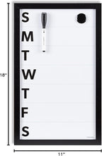 U Brands Framed Magnetic Weekly Calendar Dry Erase White Board, Office Supplies, Black Frame, with Marker, Magnet, 11” x 18”