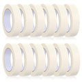 HOFURME 12 Rolls Masking Tape Bulk 1 Inch White Beige Masking Tapes for General Purpose, Craft, Art, Home, Office, School, 1 Inch x 55 Yards