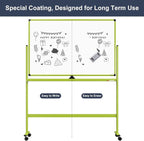 Rolling Whiteboard, 48x32 Inches Mobile Whiteboard on Wheels, Magnetic Dry Erase Board with Stand, Standing White Board for Office, School, Home, Large Double Sided White Board with Paper Pad