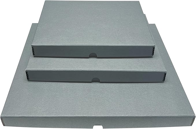 Lineco Folio Storage Box, Clamshell Design with Metal Edge. 18.5x24.5x1.75 Inches, Archival Boxboard, Preserve Photos, Cards, Magazines, Documents, Art, Ephemera, Family Records, Gray, Pack of 2