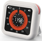 MeesMeek Digital Visual Timer - Max 11H 59M Rechargeable Countdown Timer with VA Display, Clear Digits, Adjustable Volume and Brightness, Magnetic Digital Timer for Kitchen, Classroom, Office (White)