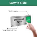 WeddingSteps Office Sign for Door Conference Room Sliding Door Signs In Use/Available DoNotDisturbSliderDoorSign,OfficeDoorSigns,Meeting inProgressBrushedSilverDoorSign,8.2""x2.7"", grey
