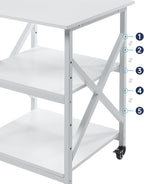 Fannova Large Printer Stand with Height Adjustable Storage Shelf, 23.6 x 23.6 Inches Square Printer Table with Industrial Wheels, Multi-use 3 Tier Rolling Printer Cart for Home Office - White
