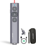 Norwii N95 Presentation Clicker, PowerPoint Clicker for Presentation Remote, Rechargeable Wireless Presenter Pointer, Slide Advancer for PC/Laptop/e-Book (BLE&USB-A&C, Red Light)