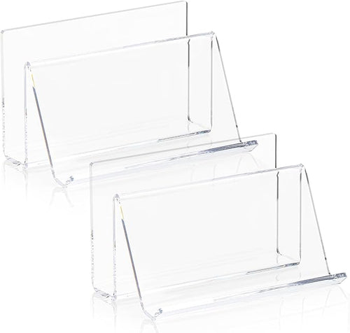 2 Pack 3x5 Index Card Display Holder Acrylic Cards Holder Stand Acrylic Business Card Holders Name Card Organizer Postcard Stand Display 200 Capacity for Studying Supplies No Card (Clear, 2 Pack)