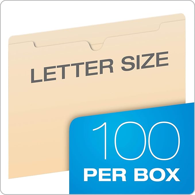 Pendaflex File Jackets, Flat, No Expansion, Manila, Letter Size, Straight Cut Tab, 100/Box
