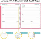 2026 Planner - Planner 2026 from January 2026 to December 2026 with 12 Monthly Tabs, Flexible Cover, Inner Pocket, 8.5" x 11", Pink-B