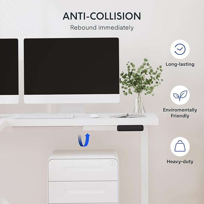 FLEXISPOT L Shaped Standing Desk, 71 x 63 Inch Electric Height Adjustable Corner Desk, Sit Stand Computer Workstation, Preset Controller, Home Office, White Frame with White Top, White Drawer