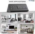 Kable Kontrol Desk Clamp Power Strip with USB-C Port, Nightstand Charging Station, 3 AC Outlets, 3 USB-A Ports, Fast Charger, Easy Installation for Home, Offices, Hotels – 4.9 Ft, White, 400 Pcs