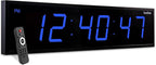 Ivation Huge Oversized 72" Large Digital LED Clock | Big Digital Clock w/Multi-Function Display – Stopwatch, Timer, Alarms, Temp & Date | 6 Brightness Levels, Time Memory & Remote (Blue)