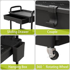Sorgion 4 Tier Rolling Cart Organizer,Art Craft Diaper Bedside Snack Laundry Room Bathroom Organizer Narrow Thin Slim Rolling Trolley Utility Cart with Wheels for Kitchen,Office(Black)