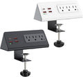 Nightstand Charging Station, Nightstand Edge Power Strip with 3 AC Outlets, 4 Fast Charging USB Ports, Connect 6.56FT Flat Plug, Desk Surge Protector for Office Home Hotel, 2-Pack(Black/White)
