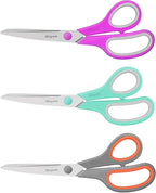 iBayam 8 '' Multipurpose Heavy Duty Scissors Bulk 24-Pack, 2.5mm Thickness Ultra Sharp Blade Shears with Comfort-Grip Handles for Household School Office Supplies, Right/Left Hand Tools