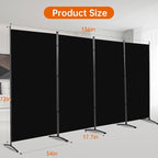 Room Divider 6FT Folding Privacy Screens, 4 Panel Partition Room Dividers w/Freestanding Design, Portable Wall Divider for Room Separtation, Fabric Screen Panel for Home Office Bedroom Dorm
