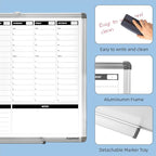Large Weekly Dry Erase Board, Weekly Planner whiteboard with Hourly time Slots, Whiteboard Weekly Calendar for Schedule for Wall 36" X 24" Double-Sided for Office, Home and School