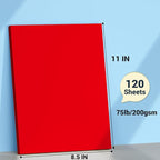 Cardstock Paper, Red Cardstock 8.5x11, 120 Sheets Christmas Card Stock, 200GSM Thick Printer Paper 8.5x11, Red Blank Card Stock Paper for Greeting Cards, DIY Cards, Wedding Invitation, Postcards