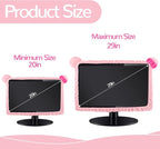 Remagr 2 Pcs 20''-29'' Kawaii Computer Monitor Cover with Cat Ear Design, Furry Cute Pink Monitor Dust Cover Protector Lovely Monitor Accessories Laptop TV LCD Screen Monitor Decoration for Tablet