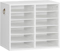 HOOBRO Literature Organizers, 12 Compartments Office Mailbox with Adjustable Shelves, Wood Countertop Literature Sorter for Office, Home, Classroom, Mailrooms Organization White WT12WF01