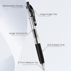 ParKoo Black Gel Pens, 70 Pack Quick Dry Retractable Medium Point 0.7mm Rollerball Gel Ink Pens Smooth Writing with Comfort Grip for School Office Home