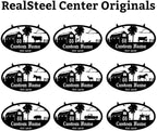 RealSteel Personalized Metal Farmhouse Sign - Custom Farm Scene Wall Art with Barn, Horse, Trees, and Fence - Custom Last Name & Established Date - Durable Outdoor Garden and Patio Decor