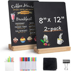 Double-Sided 8x12Inch Chalkboard with Wood Stand Erasable Memo Board for Home Office Classroom Decor & Daily Organization Desktop Chalkboard Set