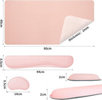 Bloss Large Desk Pad and Keyboard Wrist Rest, Large Mouse Pad + Keyboard Pad+Mouse Wrist Support, Non-Slip Desk Mat Protector for Office, Home (35.4×15.7 Inches,Pink)