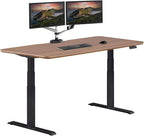 Vari Classic Electric Standing Desk - VariDesk Height Adjustable Sit/Stand Desk - Dual Motor with Memory Presets, Stable T-Style Legs - Gaming or Home Office Workstation - 72”x30”, Walnut/Black