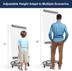 TSJ OFFICE Rolling Whiteboard Standing - 40 x 26 Inches Magnetic Mobile White Board with Stand, Height Adjustable Dry Erase Board on Wheels with Paper Clamp on Top, Gray