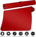 Boutilon Leather Desk Pad Protector,Non-Slip Mouse Pad,Laptop Desk Pad,Office Mouse Mat,Waterproof Leather Desk Blotter,Desk Writing Pad for Office and Home (S-Red,24"x 14")