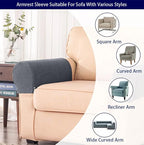 Chaexii Premium Polyester Sofa Arm Cover, Scratch Resistant Protector Covers, Washable, Elastic Armrest Covers for Square/Curved/Sloping Couch Armrests, 2Pcs (Khaki)