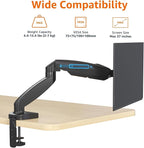 Amazon Basics Gas Spring Single Computer Monitor Arm Mount, Adjustable, Holds up to 27" Monitors, Black