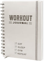 Nextnoid Hardcover Fitness Planner Workout Journal for Men & Women - A5 Sturdy Workout Book Log to Track Gym & Home Workouts - Beige