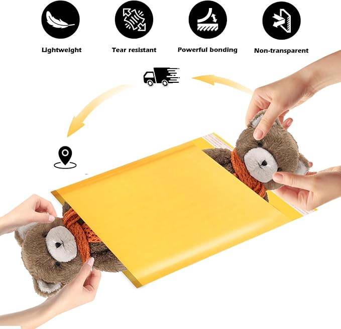 105Pack Yellow 6x10inch Kraft Bubble Mailers Small Business Mailing Packages Self-Sealing Paper Envelopes, Mailer Shipping Padded Envelopes with Strong Adhesion for Jewelry Makeup Supplies