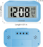 KESHIDE Travel Digital Alarm Clock Battery Operated with Indoor Temperature, Desk Small Clock,Snooze Model,12/24H Display for Bedrooms Heavy Sleepers Kids Travel Bathroom (Black)