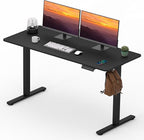 FitStand Adjustable Stand Up Desk with Memory Preset, Standing Desks 55 x 24 Inch Electric Home Office Desk Computer Workstation Splice Black Top + Black Frame