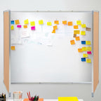 Mooliwe 48"x18" Tri-fold Cork Board Whiteboard Combo, Foldable Combination Magnetic Dry Erase Bulletin Board & Corkboard with Aluminum Frame Wall Mounted for Home, Office and School(Wood)