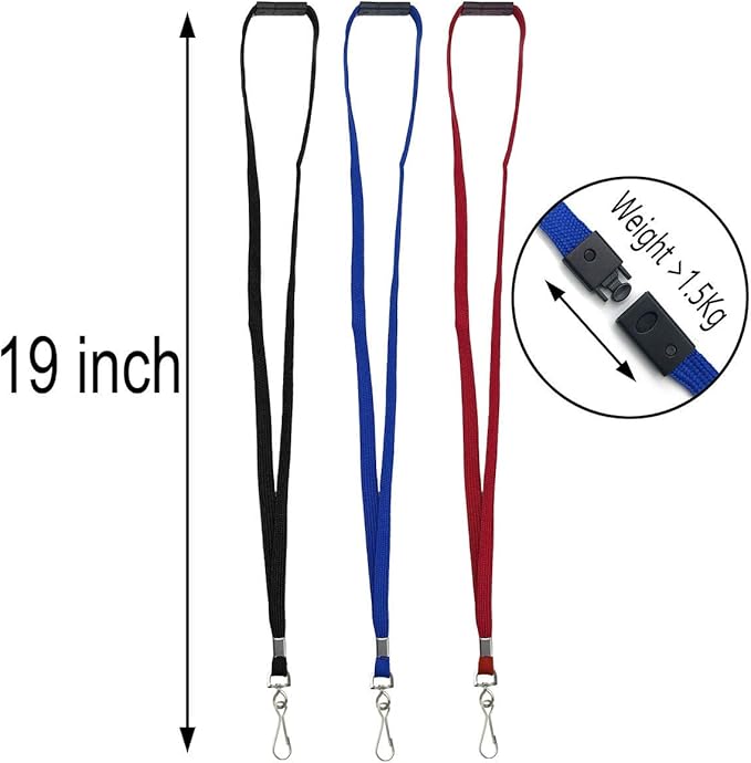 Lanyards Safety Black Lanyards Neck Flat Premium Breakaway Badge Lanyard with J-Hook for ID Nametag Badge Holder (Green, 50 PCS)