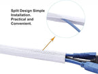 QCSIW 50ft 1 Inch White Cable Sleeve – Split Wire Loom Tubing Cord Protector – Flame Retardant Polyester Cable Management Wrap for Desk, TV, PC – Pet Chew Resistant & Easy to Cut