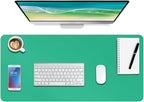 Boutilon Leather Desk Pad Protector,Non-Slip Mouse Pad,Laptop Desk Pad,Office Mouse Mat,Waterproof Leather Desk Blotter,Desk Writing Pad for Office and Home (M-Light Green,30"x14")
