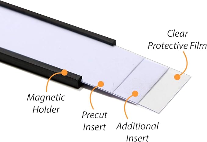 SmartSign Magnetic 'C' Channel Label Holders for Metal Racks and Shelves | 0.75" x 2" Pack of 25