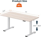 FitStand Standing Desk,Large 71x31 Inches Height Adjustable Stand Up Desks with Cable Management, Home Office Computer Desk with Cup Holder & Memory Preset, White Wood Grain