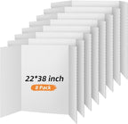 Henoyso 8 Pcs 22 x 38 Inch White Trifold Poster Board Large Tri Fold Presentation White Display Board Foldable Paperboard for Science Fair School Business Project Exhibition