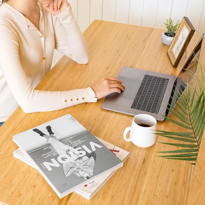 FLEXISPOT EN1 Bamboo One-Piece Standing Desk, 55 x 28 Inches Ergonomic Desk for Home Office and Gaming (White Frame + Bamboo Top, 2 Packages)