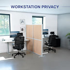VIVO Modular Wall System, 2 PET Panels, Modern Professional Office Cubicle Dividers, Freestanding Privacy-Screen, 66 inches High, Flat Wood, Silver Frame, PP-MWS63C