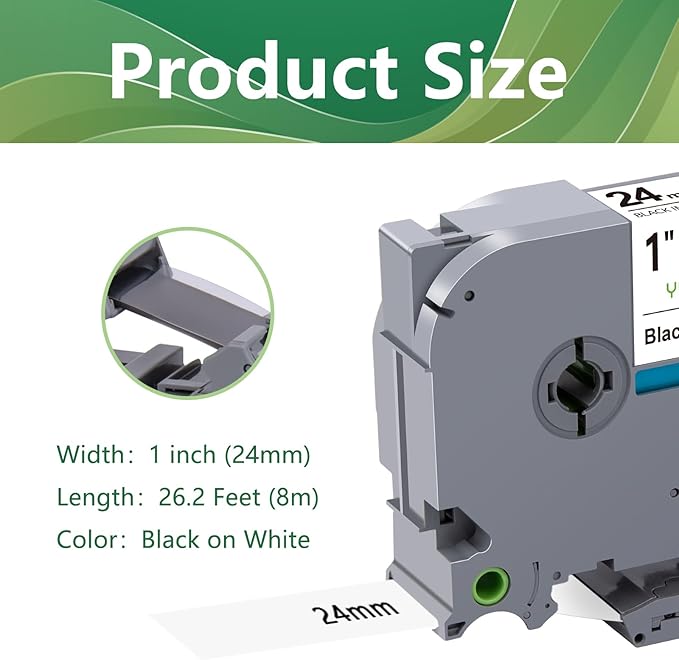 6-Pack TZe251 24mm Lable Tape Compatible with Brother TZe-251 TZe 24mm 0.94 Laminated White Tape TZ-251 Replacement for Brother PTouch PTD600 PT-P710BT Label Maker