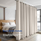 Cbsroro Room Divider Blackout Curtain Track Curtains Wall Dividers Panels Screen for Living Rooms Bedroom Office Privacy Partition Separation, W100 × L108 Inch,1 Panel, Beige