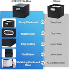 Oterri Cardboard File Organizer Box for Hanging File Folders Letter Size,Large File Box for Computer Desk,File Cabinet,Working Home,Office,Classroom (Black, Letter Size - 1 Pack)