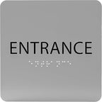 ADA CENTRAL SIGNS - 6" X6" Entrance Sign - ADA Compliant Tactile Graphics Grade 2 Braille Text Acrylic Wall Sign - Entry, Way in, Access Signs for Office, Hotel, Schools, Apartment, and Restaurants