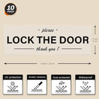 YIKIADA Please Lock The Door Sticker 6 × 2 Inches Vinyl Self-Adhesive Decals Waterproof Close Door Warning Labels Gate Office Window Indoor Clings 10 Pack